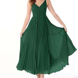AZAZIE Dark Green RAYCHELLE
A-Line Pleated Chiffon Ankle-Length Dress Dark Green